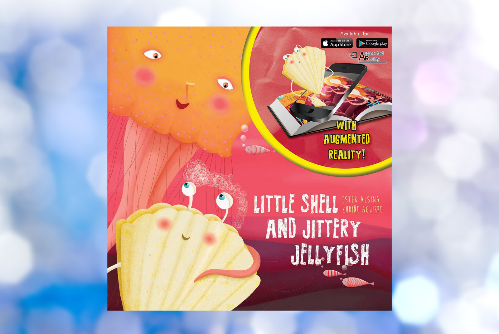 Seashell and Jellyfish on a Red Book Cover