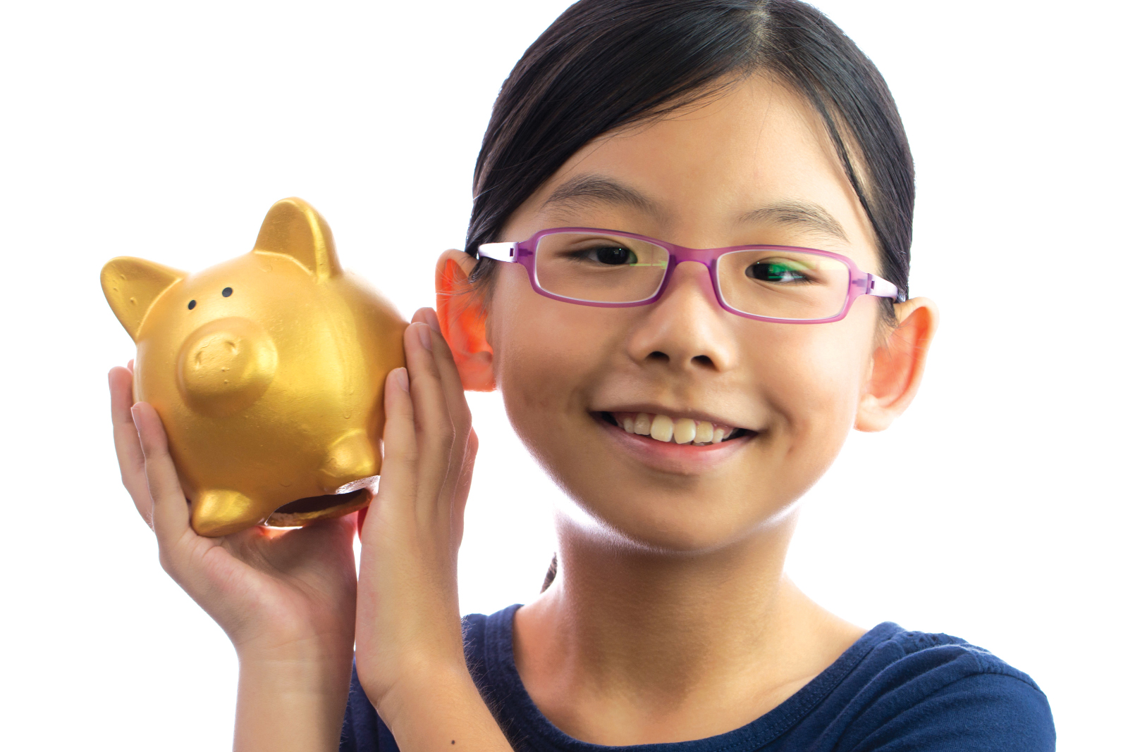 Girl holding piggy bank